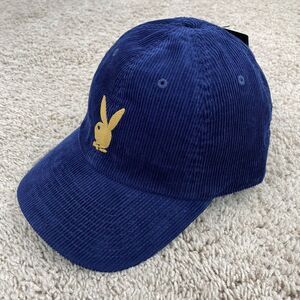 PLAYBOY Blue Corduroy Hat with Gold Logo